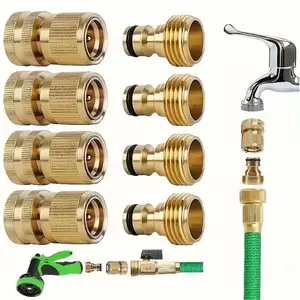 2-Piece Brass Garden Hose Quick Connect Fittings, Durable 3/4 Inch Ght Male Thread Connector, Outdoor Lawn Accessories, Garden Hose Metal