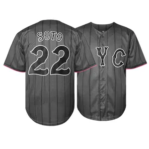 Men's baseball jersey, #22, gray and white, V-neck baseball jersey with stripes, NFC jersey, suitable for baseball