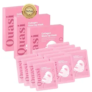 Quasi Collagen Glow Up Mask 2.0, Quasi Bio Collagen Face Mask, Firm Skin Deep Hydrating Masks for Wrinkle Reduction and Pore Minimization - Glow like Glass Skin (2 Box (8 Pcs))