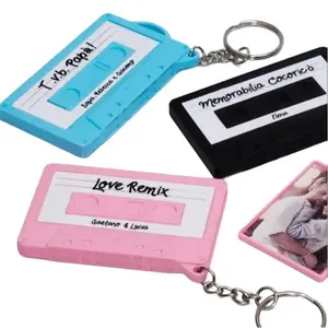 cassette tape recording keychain - Retro Cassette Tape Keychain Set – Personalized Photo Insert, Random Matte Colors, 2-Pack