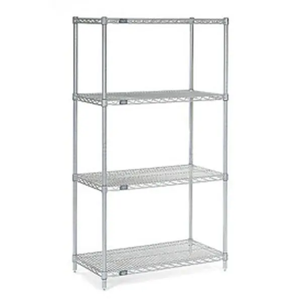 Nexel 4-Layer Unassembled Rectangle Chrome Wire Shelving Unit, Durable, Attractive, 36x14x63 in, Freestanding Home Organizer Storage Rack for Retail Display