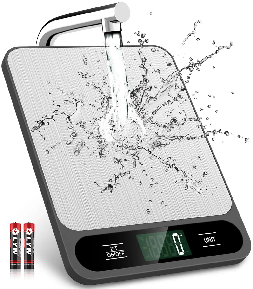 Digital Kitchen Food Scale, 10kg/22lb Capacity, 6 Measurement Units, Tare Function, LCD Display, Easy-Clean Stainless Steel for Baking, Cooking