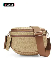 Large Crossbody Bag for Women Straw Ladies' Saddle Bag Girls Sling Bag with Adjustable Strap and Coin Purse Stylish Urban Minimalist Commuting Lightweight Single Shoulder Women's Bag Crossbody Shoulder Bags