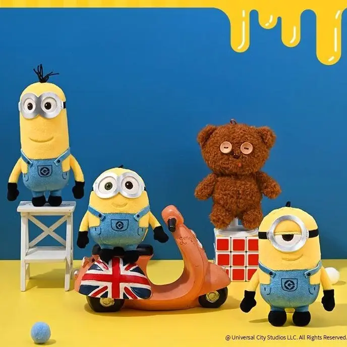 Miniso Despicable Me Official Classic Minions Collectible Plush Keychain - Stuart/Bob Soft Stuffed Pendant with Goggle Eyes, Cool Keychains for Kids & Fans, Backpack Charm, Collectible Keychain