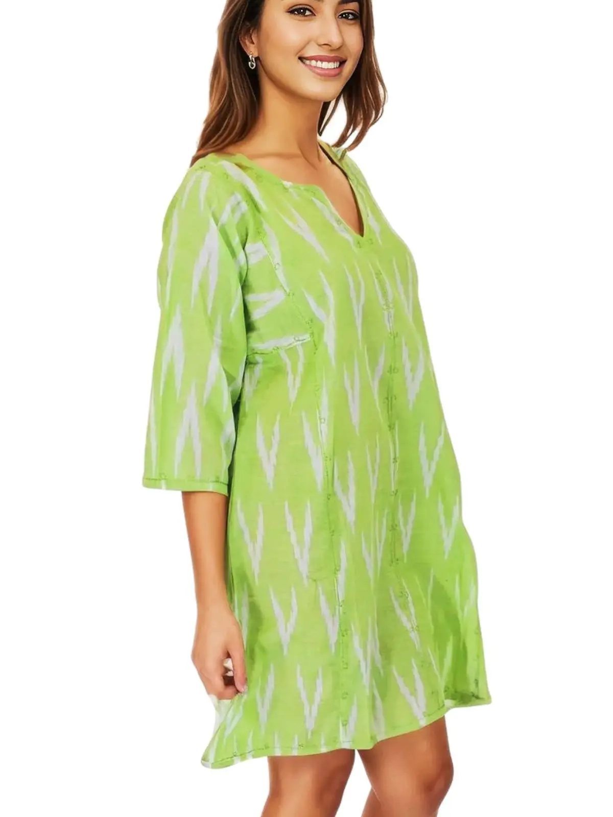 100% Cotton Lime Green Kaftan – Lightweight, Breathable & Stylish | Tenku Designs Casual Comfort Dress Womenswear Beach Chic Day Bohemian Drape