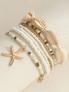 Boho Starfish Shell Bracelet Set, Ocean Wind Beaded Bracelets, Perfect for Women Summer Vacation Wear, Gift Idea