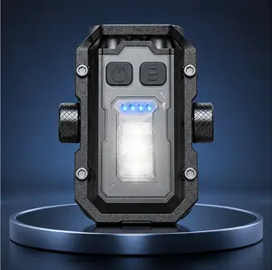 Mini Keychain Flashlight with Clip, Type-C Rechargeable Pocket Torch, Red-Blue COB Side Light for Hiking, Camping