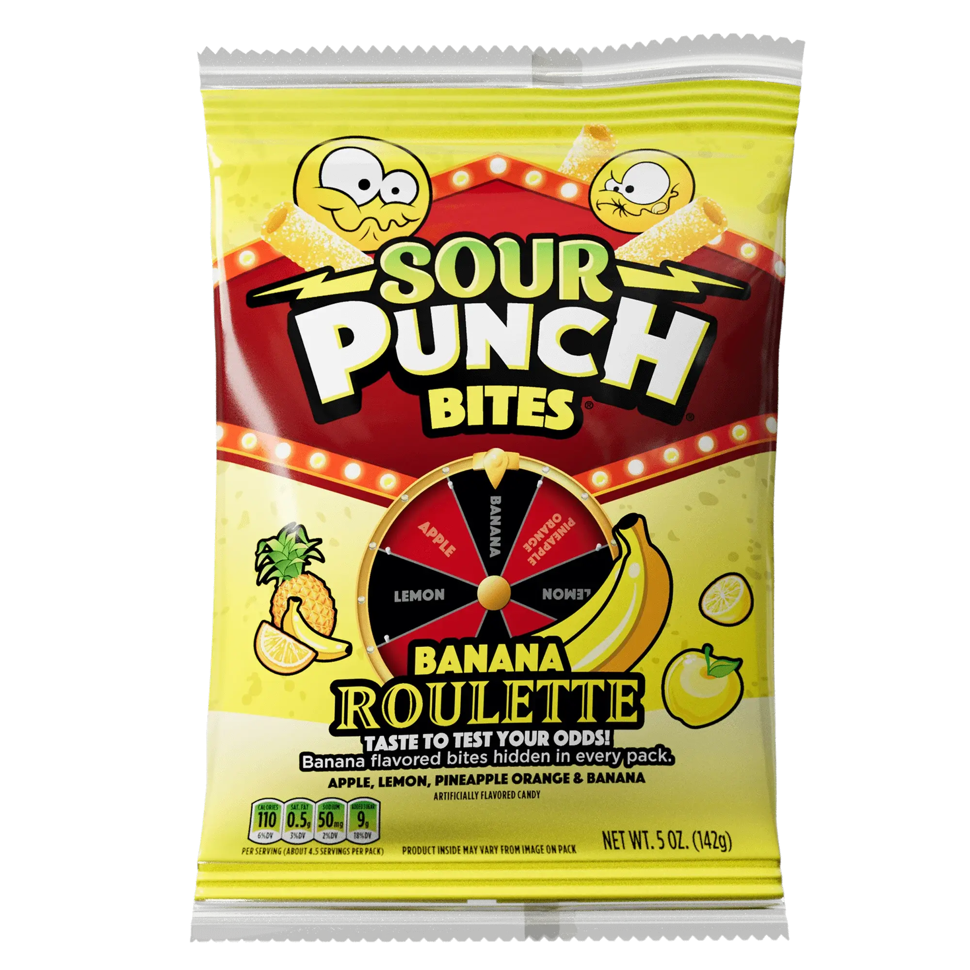 Sour Punch Banana Roulette Bites, 5oz Bag