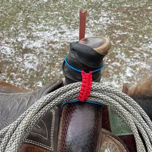 Saddle Stirrup and Rope Holder, Saddle pack and tie up accessory, Lasso keeper, Lasso holder for saddle, Cowboy saddle tack, Western Trail Riding gear and accessories.