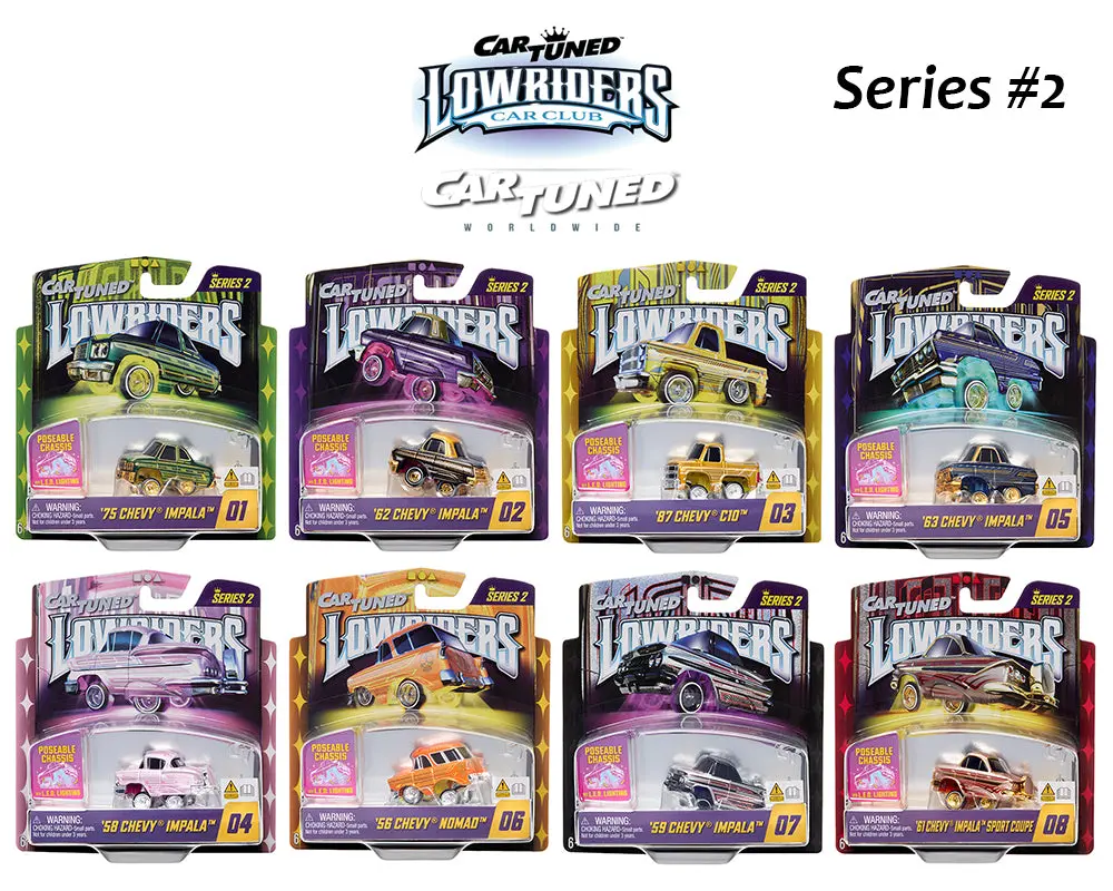 CarTuned™  1:64 Lowriders SHOW GLOW Series 2  8 Styles 2026 – L.E.D. Light Up Chassis cars are sold individualy.