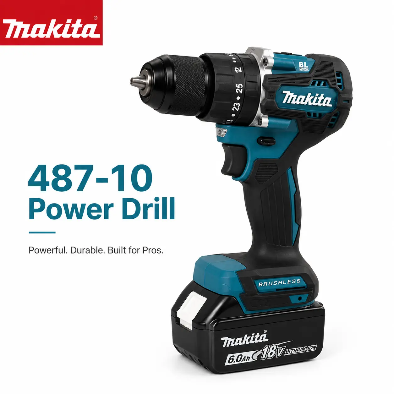 Makita 487-10 Lightweight Portable Drill Driver Power Tool Kit with Battery, Charger & Wrench, Ideal for Wall Drill, Fence Assembly & Backyard DIY Hobbyists