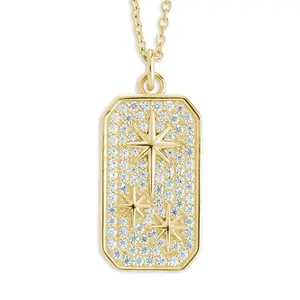 Pave CZ North Star Pendant Necklace