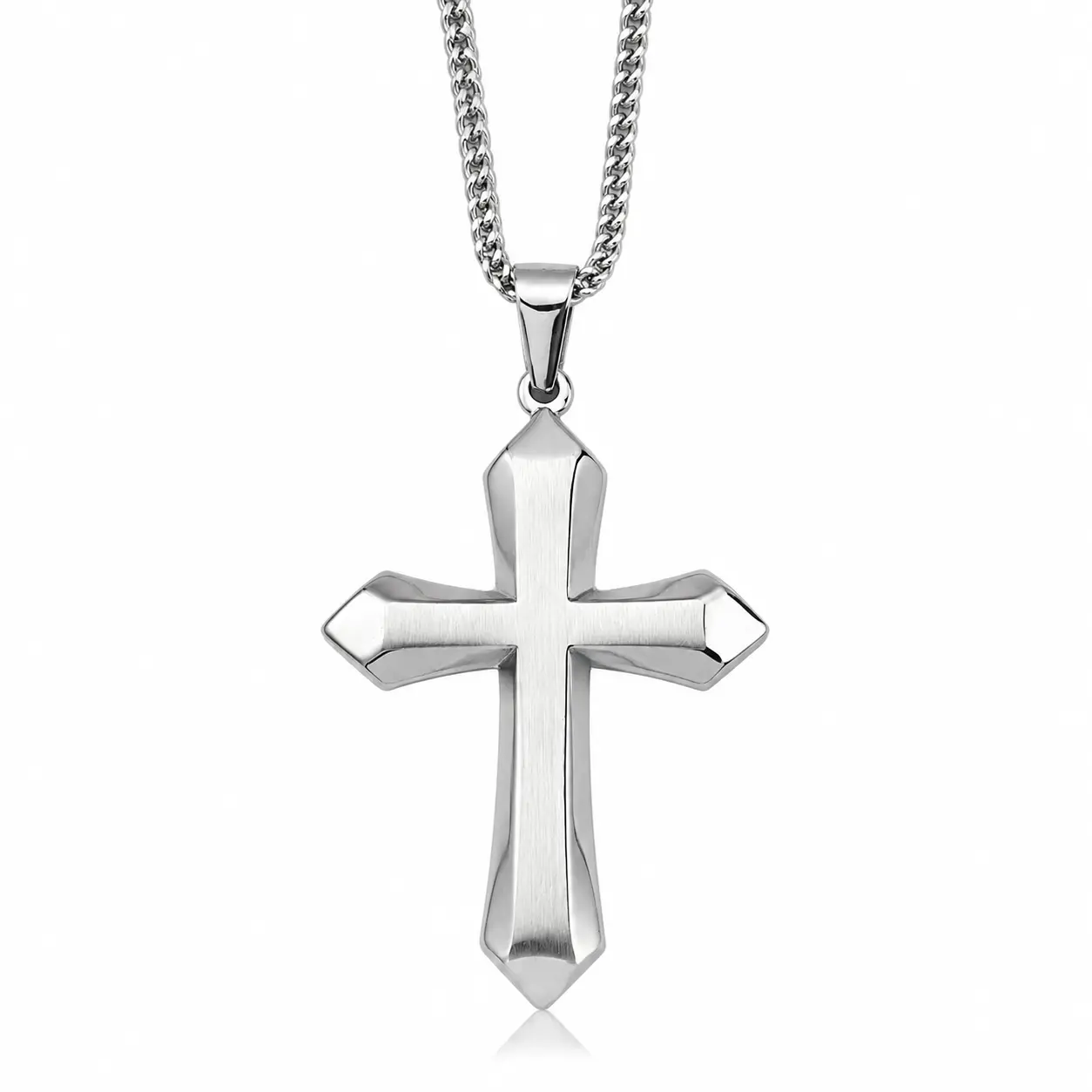 ICYYY 316L Cross Necklace with Franco Chain, 316L Stainless Steel, Fashionable Faith Gift, tarnish proof