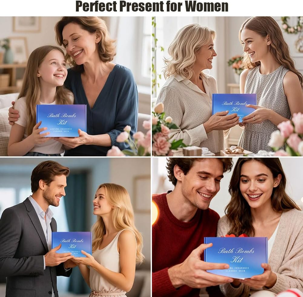 24 Pcs Handmade Bubble Shower Bombs for Women Men,Natural & Organic Bath Bomb Gift Set for Cleansing,Moisturizing,Relaxing and Softening Skin,Individually Wrapped Mini BathBombs Gifts,20g/pcs