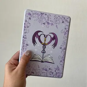 Lavender Dragon Heart Kindle Case  Magnetic Cover | Clear Back | Bookish Fantasy Kindle Cover | Auto Sleep/Wake