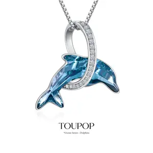 TOUPOP Dolphin Gifts for Women Sterling Silver Crystal Dolphin Jewelry Birthday Valentines Day Gifts for Women Her Mom b0