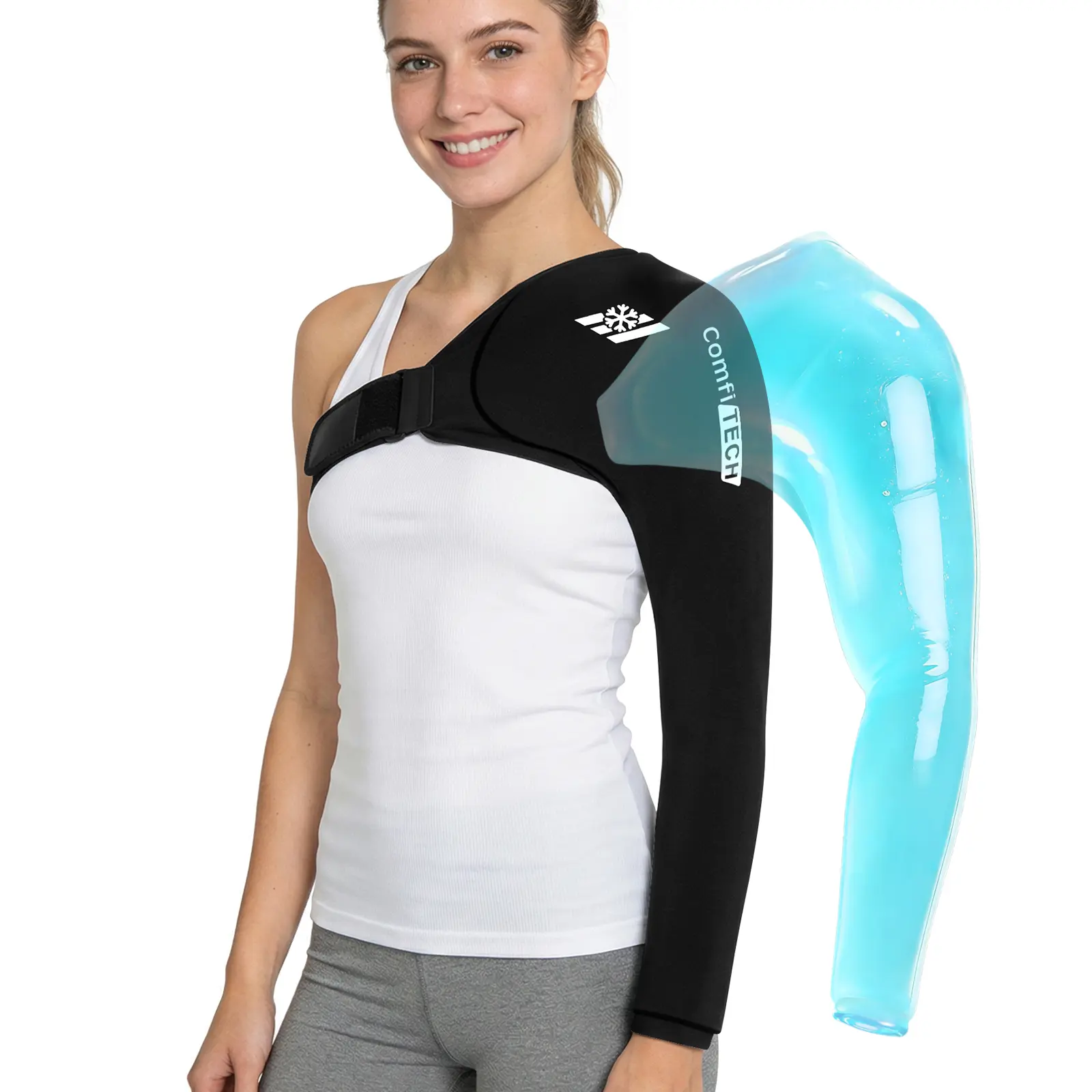 ComfiTECH Shoulder Arm Ice Pack Wrap for Pitchers & Volleyball Players, Reusable Ice Pack for Shoulder & Elbow & Arm Cooling, Adjustable Ice Arm Sleeve for Post-Training Recovery & Muscle Comfort, XL