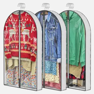 3 Pcs 40" Garment Bag Travel Suit Dress Storage Clear Cover Full Zipper Coat with Clear Closure