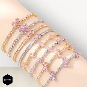 Signature Pink Blossom bow Tennis bracelet | Copper Plating | Hypoallergenic