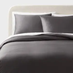 King TENCEL Lyocell Duvet Cover and Sham Set Dark Gray - Threshold