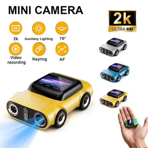 Mini Keychain Digital Camera 2K, Retro Car Shaped Pocket-Size Camcorder with 8GB Card, Video Recorder for Travel, Birthday Gifts