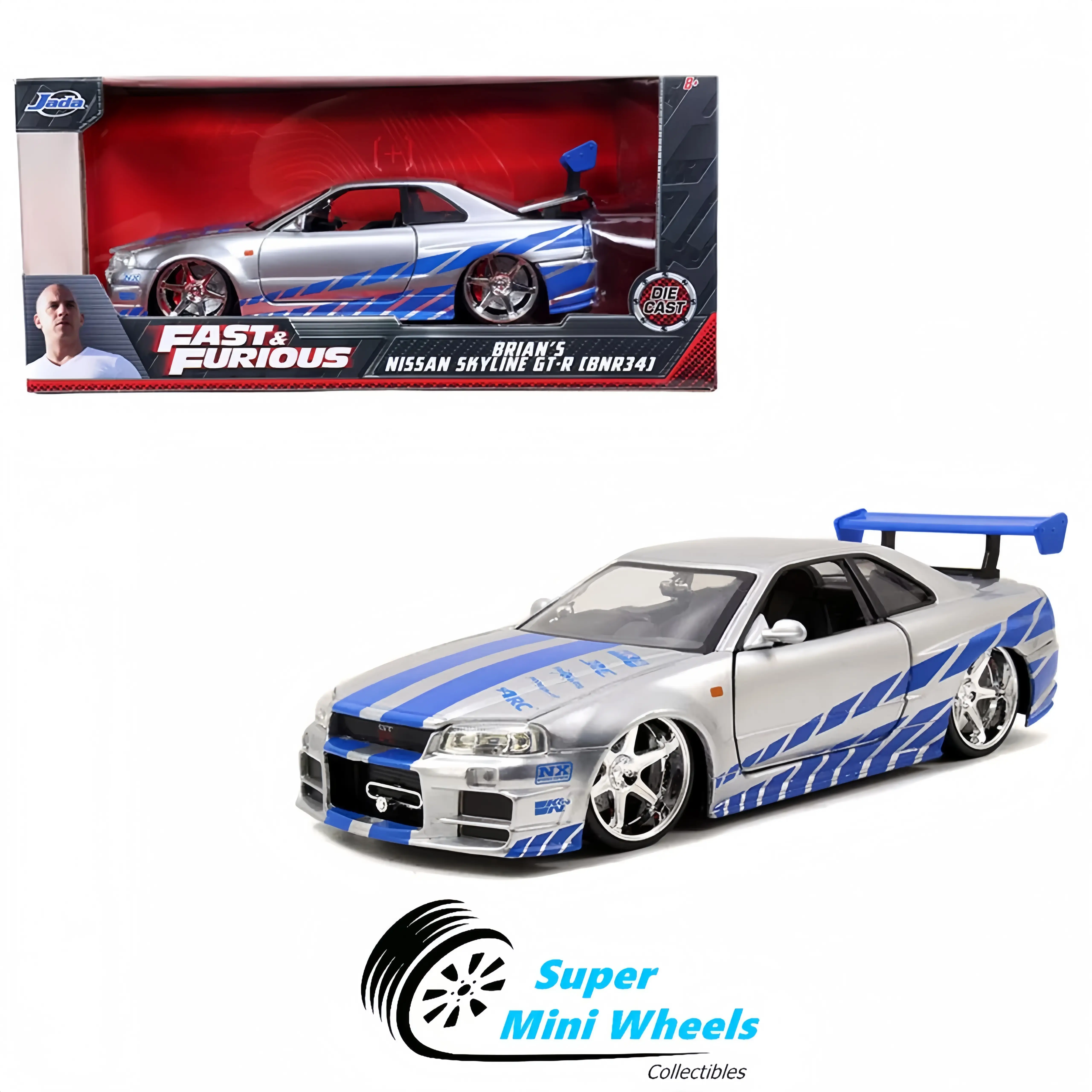 Jada 1:24 Fast & Furious Brian’s 2002 Nissan Skyline GT-R R34 #97158