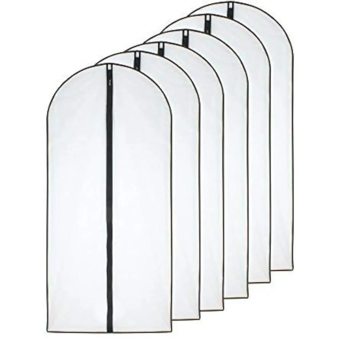 6 Set of Garment Bag  Plastic Garment Bags with Zipper Hanging Clothes Cover Dress Bag for Suits, Coats Closet (24'' x 40'', Black)