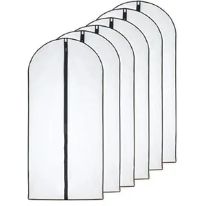 6 Set of Garment Bag  Plastic Garment Bags with Zipper Hanging Clothes Cover Dress Bag for Suits, Coats Closet (24'' x 40'', Black)