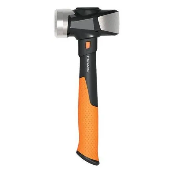 FISKARS Forged Steel Round Club Hammer - 3 lbs Wedged Demolition Head, Shock Control Tech, Softgrip Handle, 2x Less Shock/Vibration Transfer, Prevents Blisters, Ideal for Masonry, Stakes Tasks, Single-Handed Use with Chisel Drivers
