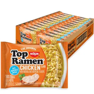 Nissin Top Ramen Chicken Instant Noodle Soup, 3 oz (Pack of 24) - Pantry Food