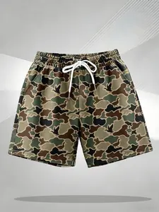 Streetwear Camo Sport Shorts, Drawstring Waist Design, Men's Summer Casual Pants, Loose-Fit, Trendy Outdoor Wear, Streetwear Sports Shorts