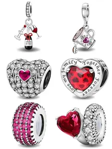 Heart & Wine Glass & Coffee Cup Design Charms, Rhinestone Decor Beads for DIY Jewelry Making, Fashion Accessories for Women & Girls