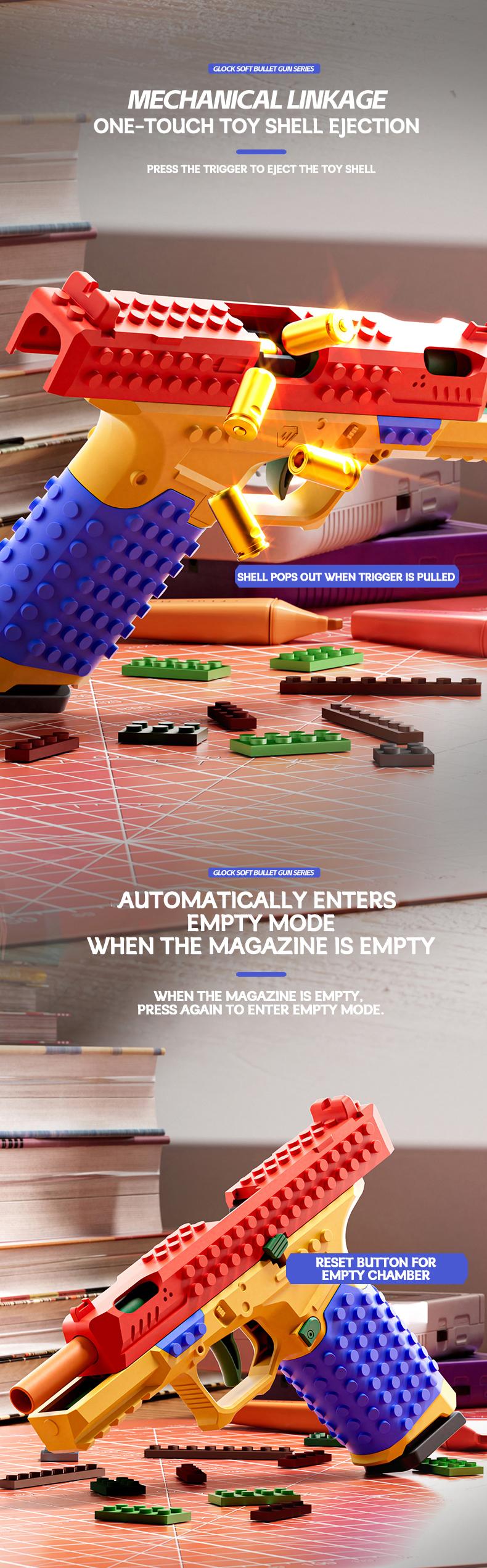 Assembled Building Blocks Soft Bullet Gun, Suitable for Multiplayer Outdoor Cooperative Games, Team Challenges and Festival Gifts