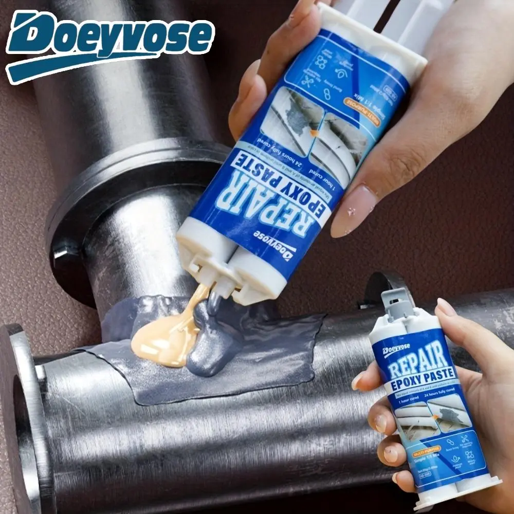 RV Exhaust Pipe Crack Repair Kit, Car Exhaust Pipe Crack Sealant, Quick Curing AB Type Epoxy Resin Sealant, AB Epoxy Adhesive, Suitable for RV Bathroom, Kitchen Water Pipe Scene, Seal Glue Bond
