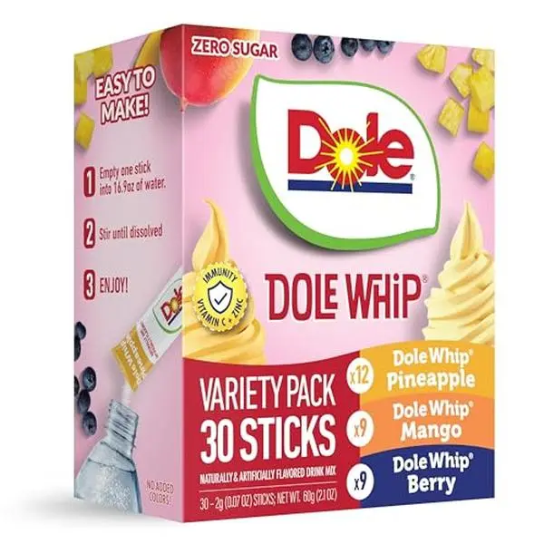 Dole Whip, On-The-Go, Zero Sugar Variety Drink Mix Packets, 30 pack