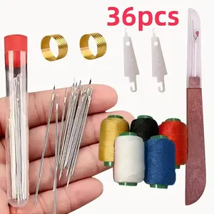 36PCS Steel Needles Set for Quilting & Sewing with Threads Tools Big Eye Design Gold Rings Ideal for DIY Projects Crafting Tasks Tungstenneedle