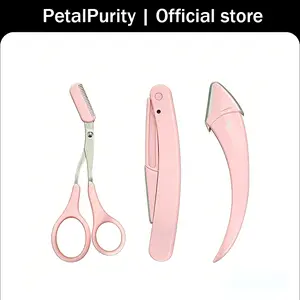 2PCS  Eyebrow Scissors with Comb & Safety Razor Set for Precise Eyebrow Grooming and Facial Hair Removal Women's Makeup Tools
