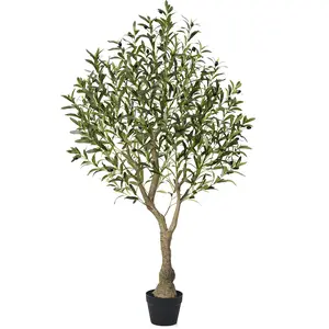 VeriNatural 5/6/7FT UV Resistant and Full-bodied Artificial Olive Tree with Black Planter for Indoor & Outdoor(VN154)