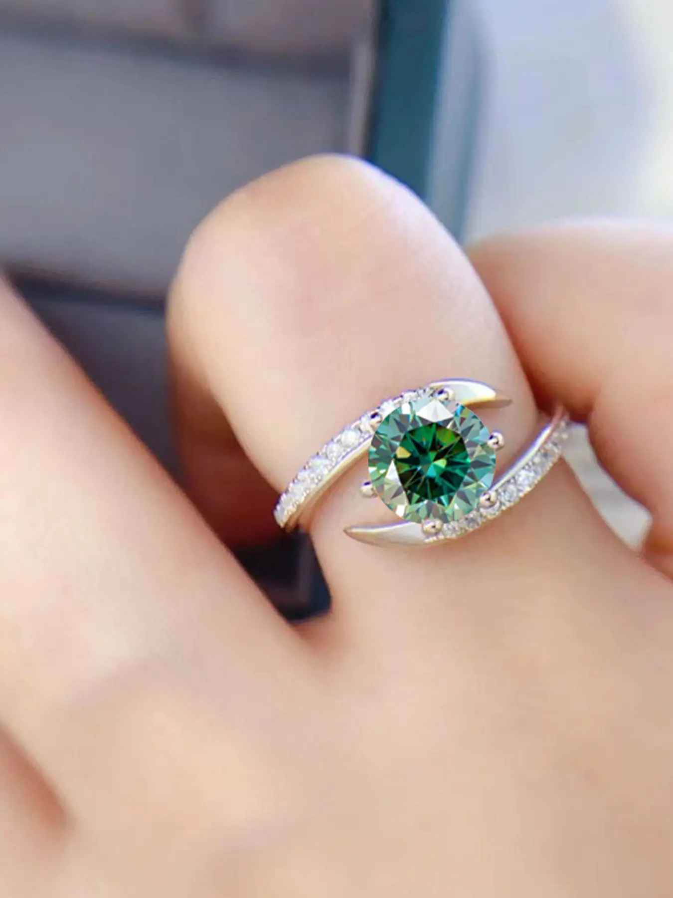 S925 Sterling Silver Moissanite Ring, Unisex Colorful Round Cut Vintage Fashion, Holiday Gift, Birthday Present, Wedding Anniversary