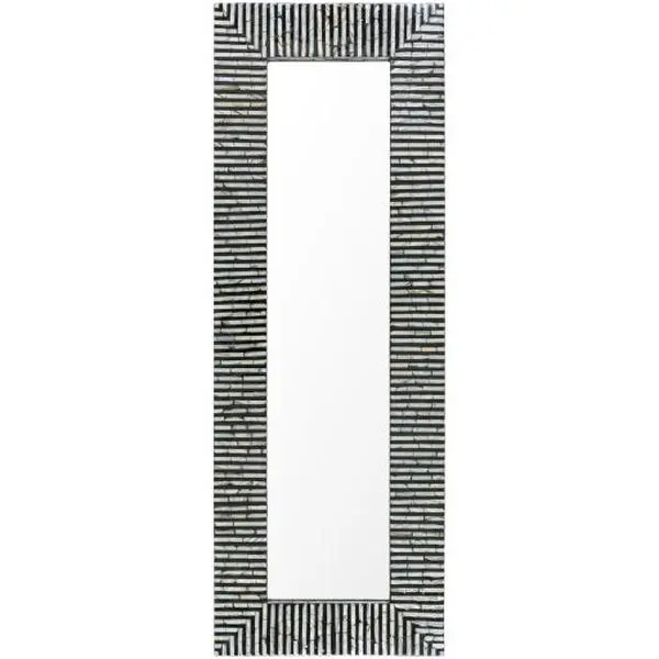 Lharysa Beveled Shell Frame Mirror Accent, Black