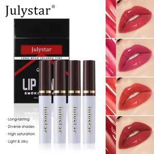 4-Pack High Pigment Lip Tint Set, Long-Lasting Silky Liquid Lipstick, Transfer-Proof Lip Gloss for All-Day Wear, Natural Finish