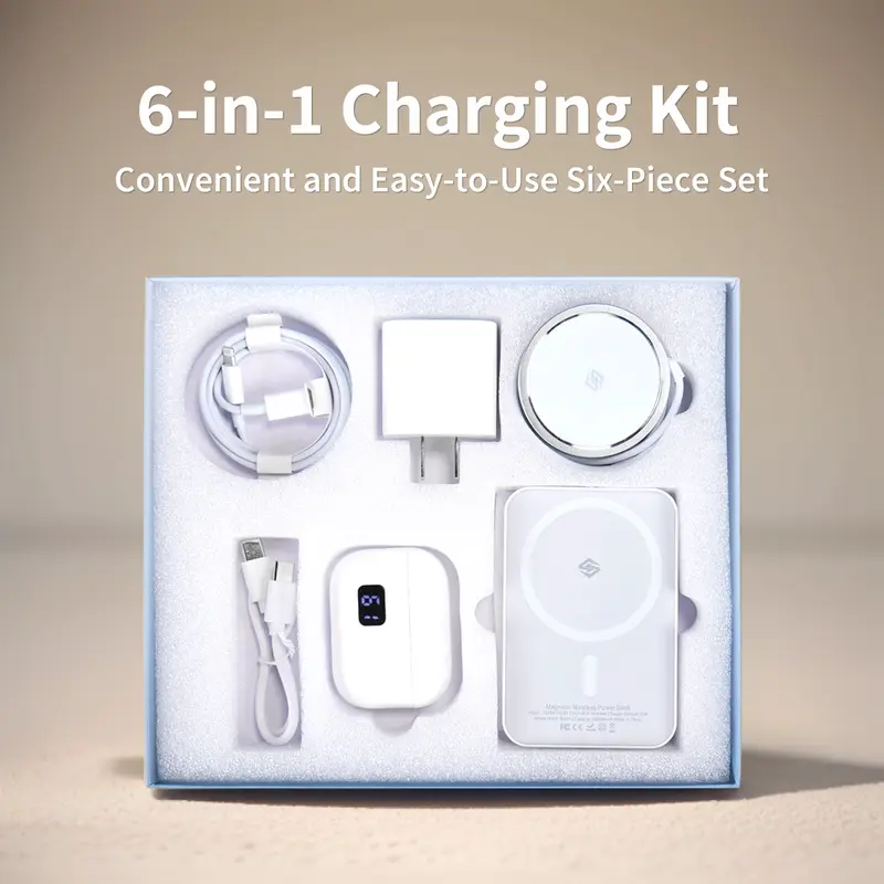 TikTokShopBlackFriday& Christmas Gift: 6-in-1 Magnetic Charging Kit ，Magnetic Power Bank,wireless Bluetooth earbuds, Fast Charger, Wireless Charger, C to C+Type-C to Lightning, Fast Charge Adapter, Portable & Compact.  #BlackFridayDeals #BlackFriday