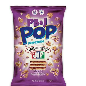 Smucker's Jif PB&J Popcorn Snack Crunchy Grape Flavor Sweet Savory Fluffy Crispy Peanut Butter Jelly Coated Popcorn 2.0 oz