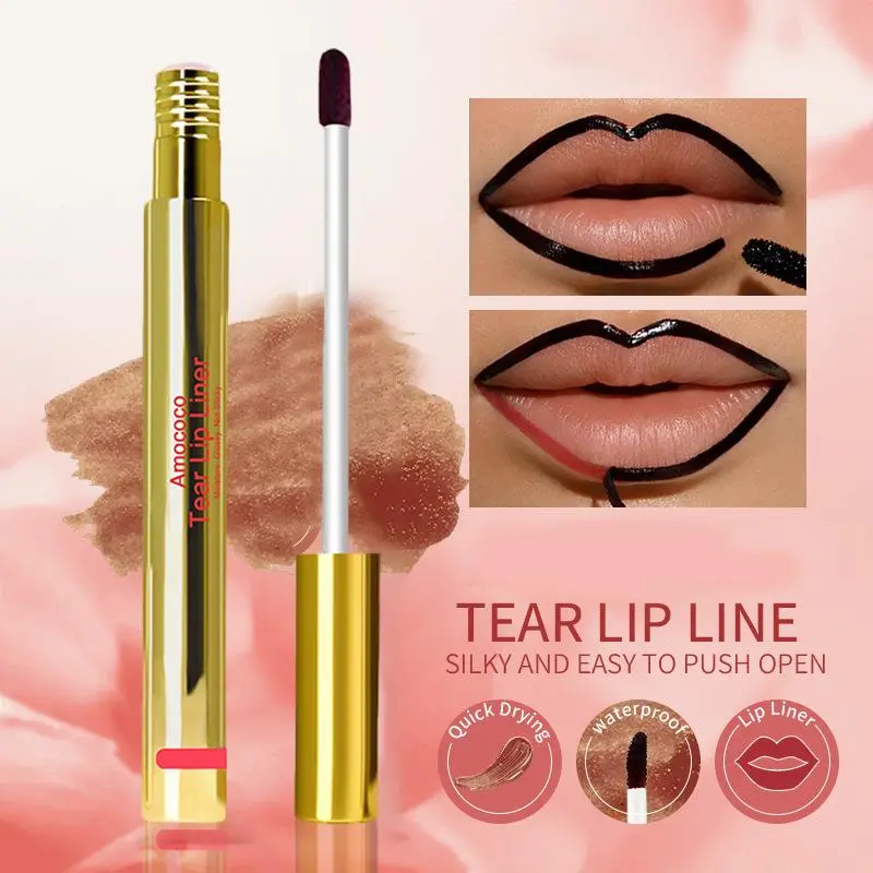 Non-stick cup moisturizing embroidery peel-off tear-off lip liner easy color pencil Eyeliner Lipliner natural  lip  liner Makeup Cosmetic Classic Lip Liner mother day