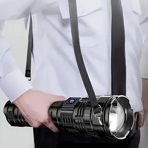 Super Bright Tactical Flashlight 15000mAh – Long Range LED Light with Digital Display & USB Power Bank | Rechargeable Camping & Emergency Flashlight
