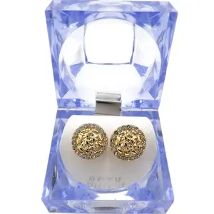 MaxBling81 Magnetic Earrings - Gold-Plated Cubic Zirconia Cookie Nugget Hip Hop Jewelry, Men's Earrings with Case, Unisex Artificial Gemstone Accessories