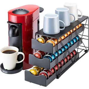3-Tier Large Capacity 60 Pods Multi-Tier Vertuo Pod Drawer Coffee Pod Holder For Nespresso