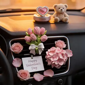 Tulip & Hydrangea Car Air Freshener | Aesthetic Flower Car Decor | Magnetic Plaster Essential Oil Diffuser | Luxury Car Fragrance Gift for Women | Long Lasting Vent Clip