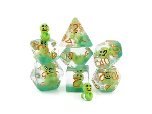 Snake Resin DnD Dice Set: 7 Piece Venomous Reptile RPG Dice with Black Velvet Bag for Dungeons and Dragons Players