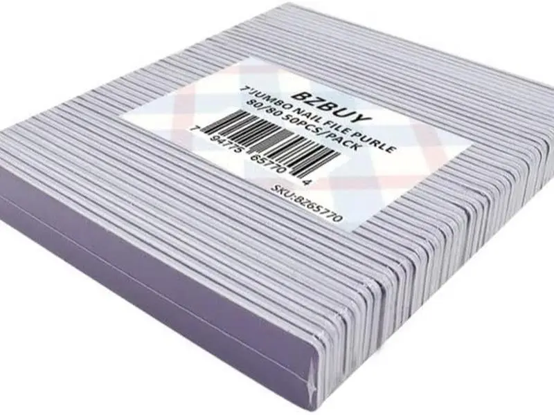 Bzbuy Jumbo Nail File 50 PCS Professional Double Sided 80/80 Grit Nail Files Emery Board Purple for Nail Care and Smoothing, Nail Maintenance, Set